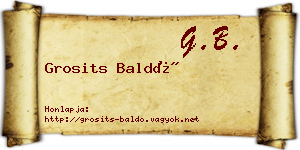 Grosits Baldó névjegykártya